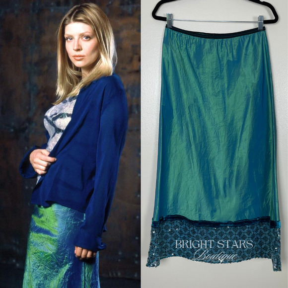 Dresses & Skirts - Rare Silk Maxi Skirt ASO Tara Maclay Buffy The Vampire Slayer Sequin Teal Y2K